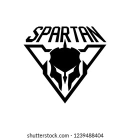 Spartan helmet triangle logo design vector illustration