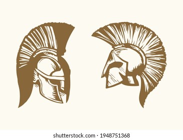 Spartan helmet. Vector drawing icon
