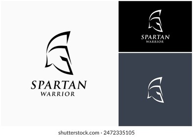 Spartan Helmet Warrior Greek Soldier Gladiator Centurion Silhouette Vector Logo Design Illustration