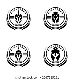 Spartan helmet warrior icon vector, set spartan logos