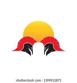 Spartan helmet warrior logo design vector