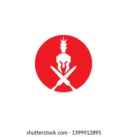 Spartan helmet warrior logo design vector