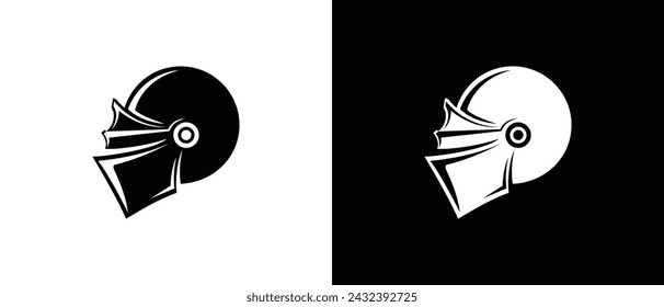 Spartan Helmet Warrior logo design with style Black and White