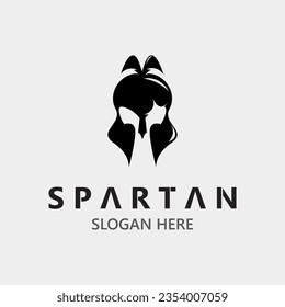 Spartan Helmet Warrior Logo template. spartan flat design vector