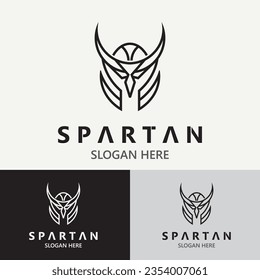 Spartan Helmet Warrior Logo template. spartan flat design vector