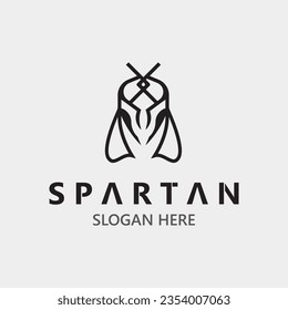 Spartan Helmet Warrior Logo template. spartan flat design vector