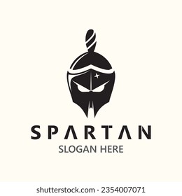 Spartan Helmet Warrior Logo template. spartan flat design vector