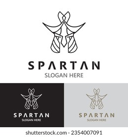 Spartan Helmet Warrior Logo template. spartan flat design vector