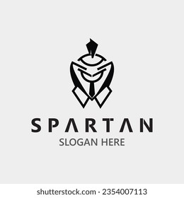 Spartan Helmet Warrior Logo template. spartan flat design vector