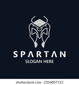 Spartan Helmet Warrior Logo template. spartan flat design vector