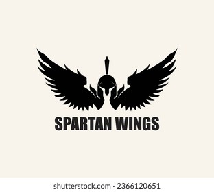 Spartan Helmet and Wings Black Silhouette