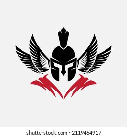 Spartan Helmet Wings Logo Design Stock Vector (Royalty Free) 2119464917 ...