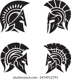 Spartan Helmets Silhouettes Vector Illustration