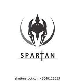 Spartan Hero Face Vector Logo with Ancient Helmet and Sharp Warrior Blade Icon