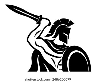 Spartan icon with two sword on a white background.	