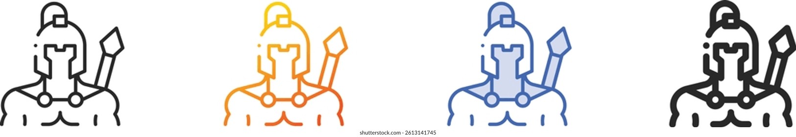 spartan icon.Thin Linear, Gradient, Blue Stroke and bold Style Design Isolated On White Background
