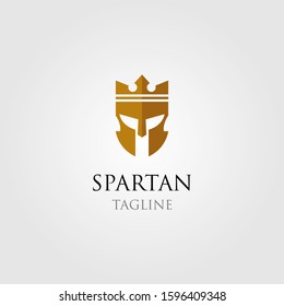 spartan king gladiator crown logo vector illustration design