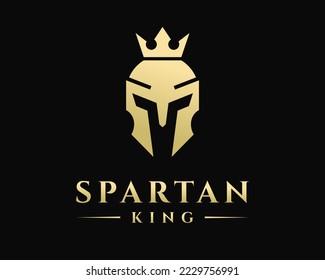 Spartan King Helmet Warrior Crown Gladiator Monarch Knight Medieval Luxury Classy Vector Logo Design
