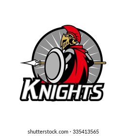 Spartan Knight, gladiator with shield and armor, strong and protective, isolate