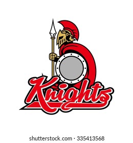 Spartan Knight, gladiator with shield and armor, strong and protective, isolate