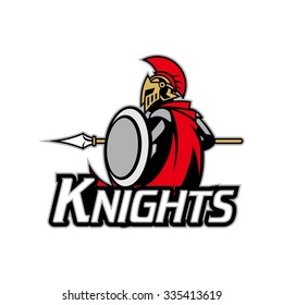 Spartan Knight, gladiator with shield and armor, strong and protective, isolate