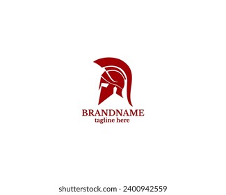 Spartan knight helmet logo in red. Suitable for company or business logos operating in the field of online games and security.