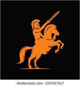 Spartan knight riding horse vector