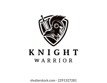 Spartan Knight Soldier, Greek Warrior Logo Design