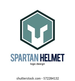 SPARTAN KNIGHT WARRIOR HEXAGON HELMET LOGO ICON SYMBOL