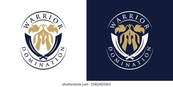 Spartan Knight Warrior Vintage Vector Logo Design Illustration.