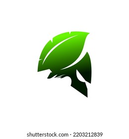 Spartan with leaf nature logo icon design template flat vector.