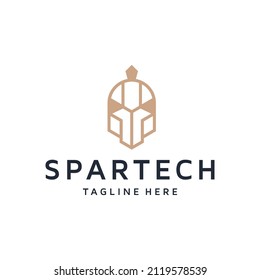 Spartan line art logo design style	
