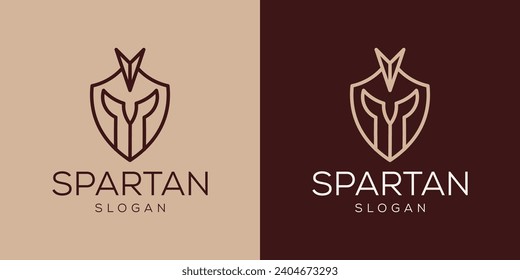 Spartan line art logo design style vector