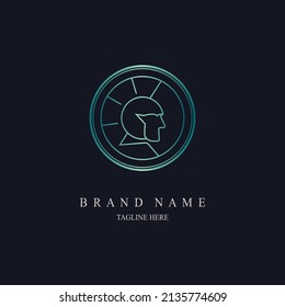 spartan line style monogram logo design template for brand or company and other