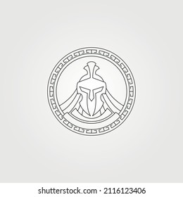 spartan logo with ancient greek circle vector symbol illustration design