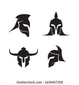 spartan logo black Glaiator and vector design helmet and head 