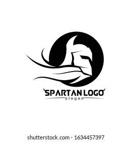 spartan logo black Glaiator and vector design helmet and head 