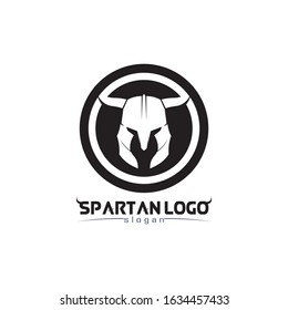spartan logo black Glaiator and vector design helmet and head 