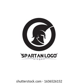 spartan logo black Glaiator and vector design helmet and head 