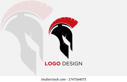 spartan logo black and red Gladiator and vector design helmet and head
