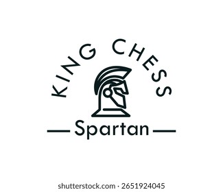 spartan logo creative chess design concept line art