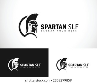 spartan logo creative design concept shield strong helmet protection