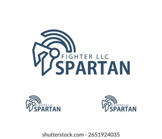 Spartan logo creative helmet design concept line art