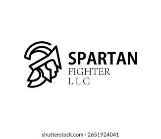 Spartan logo creative helmet design concept line art