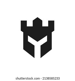 Spartan logo design with crown and castle concept