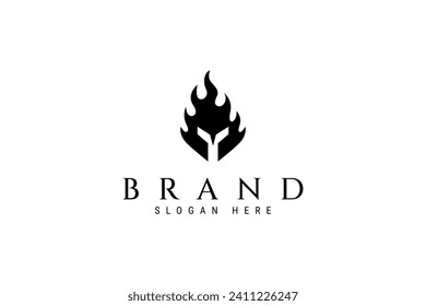 spartan logo design template flat vector. spartan fire burn creative logo vector.