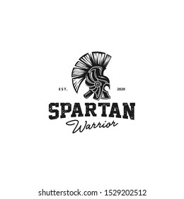 Spartan logo with helmet elements of ancient Greek warriors, logo with a vintage style