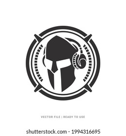 Spartan logo icon designs vector. Vintage antique sparta warrior vector design, gladiators, spartan warriors, spartan warrior helmet, sound logo, audio logo, greek helmet