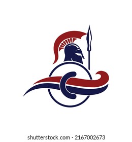 Spartanisches Logo. Anfangsbuchstabe C mit einem Vektorgrafik für das Design des Helmlogos von Spartan-Krieger