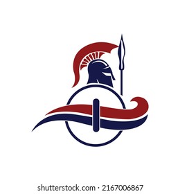 Logo espartano. Letra inicial I con vector de diseño de logotipo de casco espartano